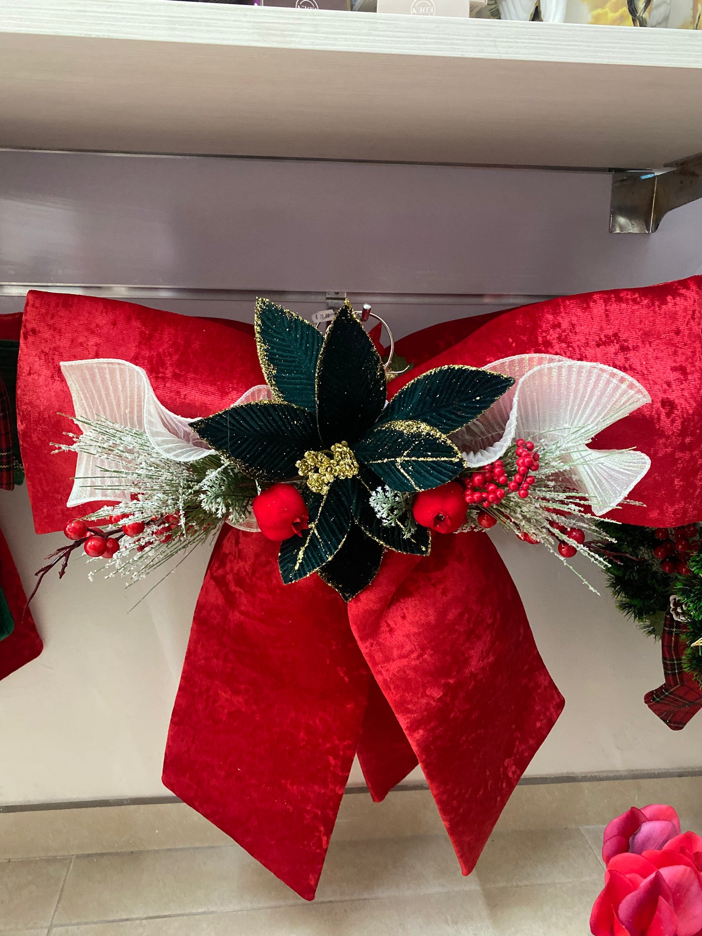 Fiocco Grande Natalizio Lussuoso - Realizzato a mano - Decorazione Festiva! 🎄