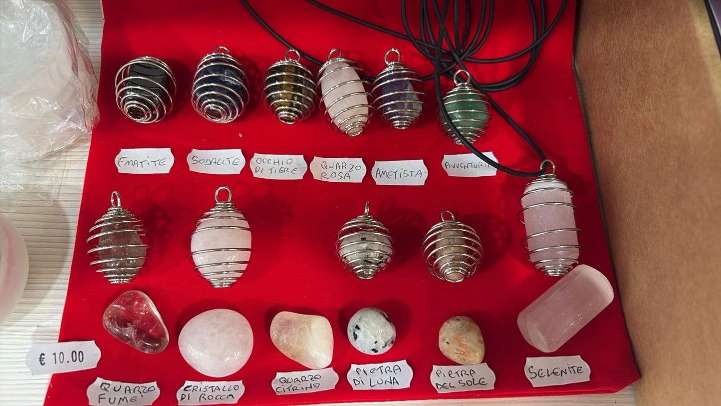 Ciondoli a Spirale "Gabbia di Luce" - Pietre Naturali