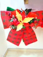Fiocco Natalizio Gigante "Tartan Scozzese e Poinsettia Oro"