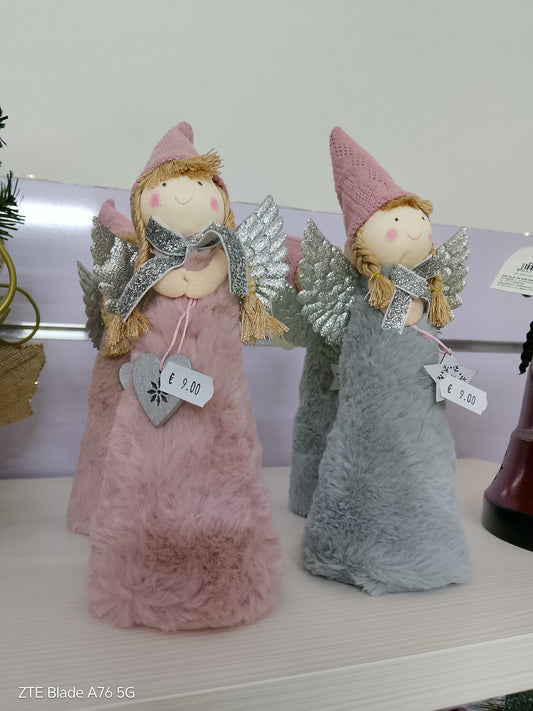 Angelo in Tessuto Morbidoso "Rosa e Grigio"