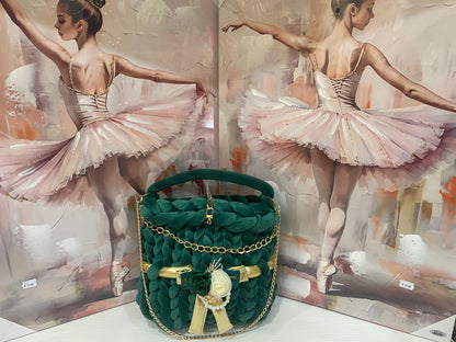 Borsa "Marshmallow" Verde Smeraldo e oro - Eleganza e Morbidezza