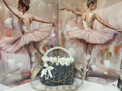 Borsa "Marshmallow" Grigia e bianca - Eleganza e Morbidezza