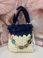 Borsa  "Marshmallow" Bicolor bianco panna e blu