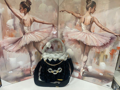 Borsa  "Marshmallow" Bicolor Nera e grigia