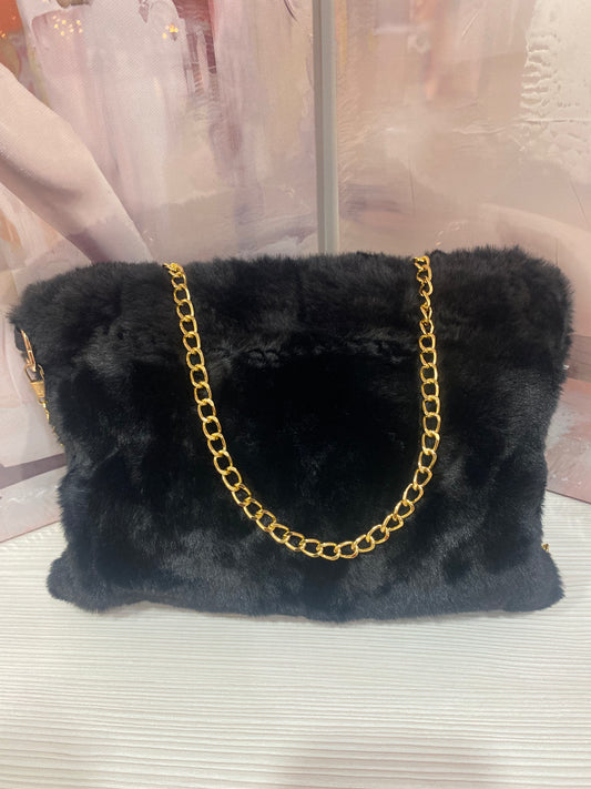 Borsa/Clutch "Midnight Glamour" in Ecopelliccia con Catena Dorata