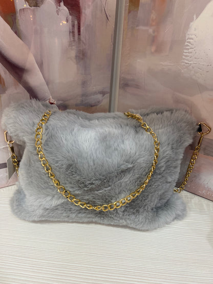 Borsa/Clutch "Midnight Glamour" in Ecopelliccia con Catena Dorata