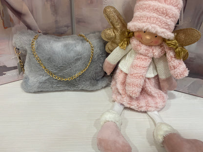 Borsa/Clutch "Midnight Glamour" in Ecopelliccia con Catena Dorata