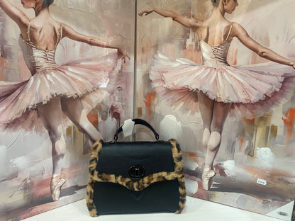 Borsa a Spalla "Wild Chic" - Pelle Nera e Dettagli Leopardati