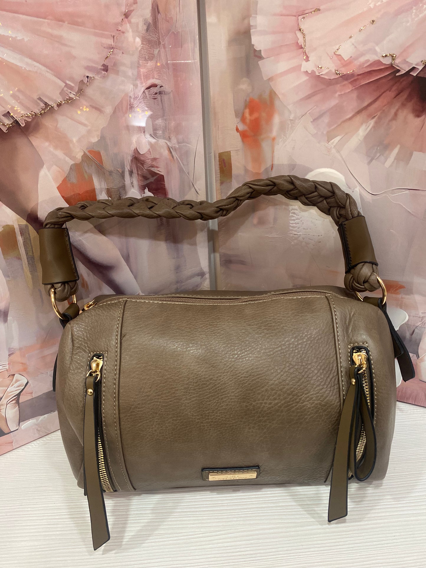 Borsa a Bauletto - Marca Charro Manico a Treccia e Cerniere Gold-Tone