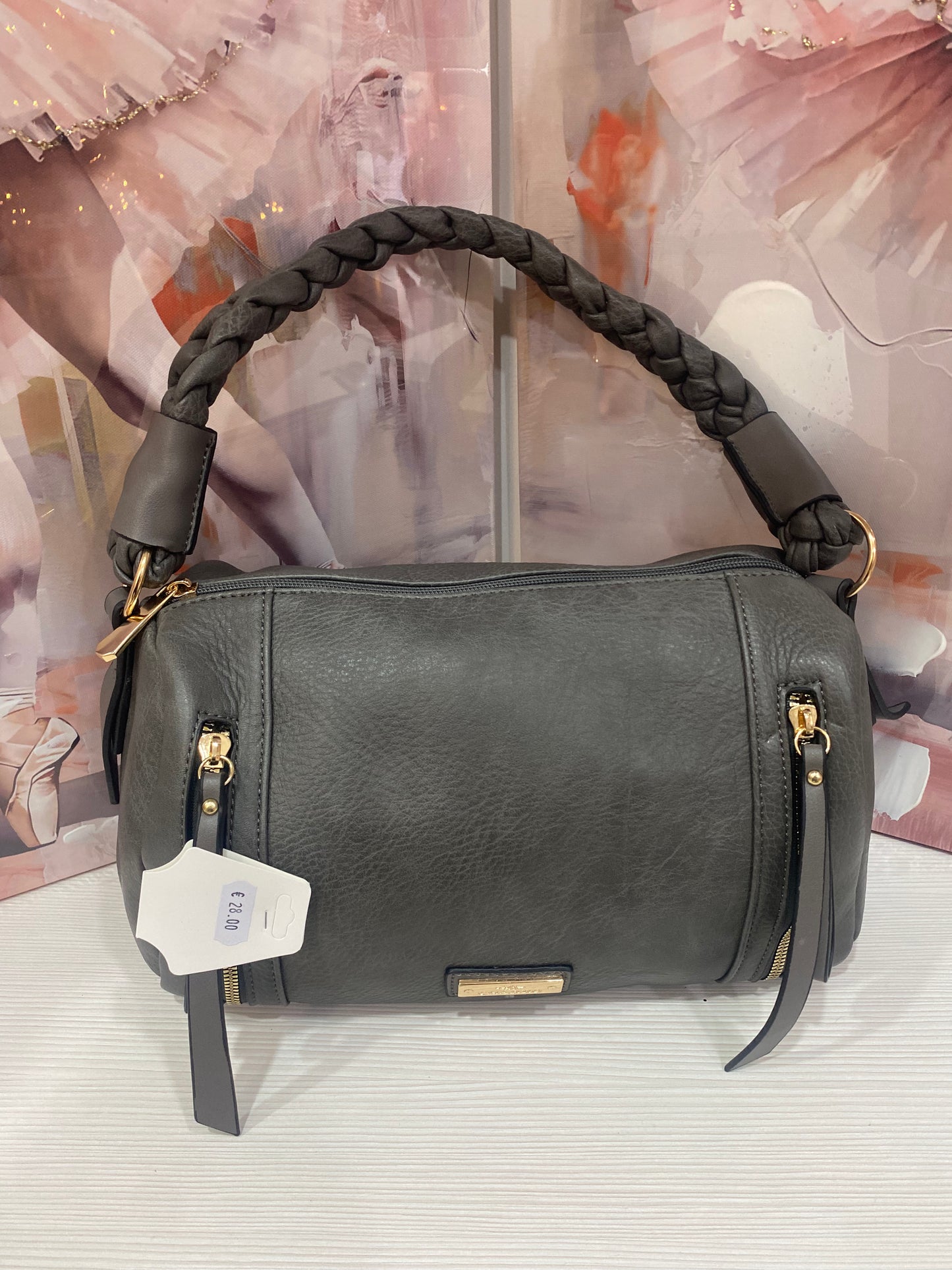 Borsa a Bauletto - Marca Charro Manico a Treccia e Cerniere Gold-Tone