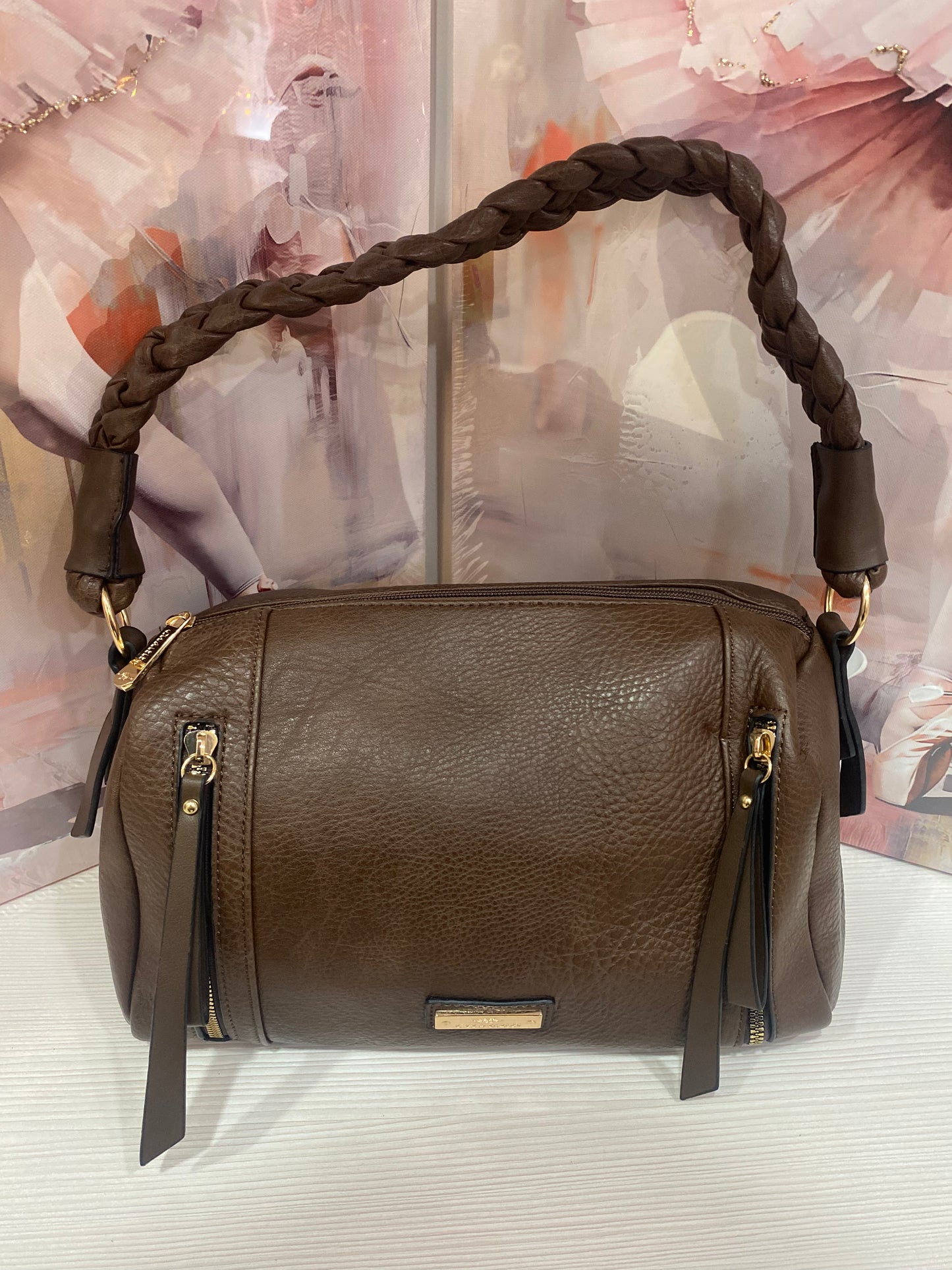 Borsa a Bauletto - Marca Charro Manico a Treccia e Cerniere Gold-Tone