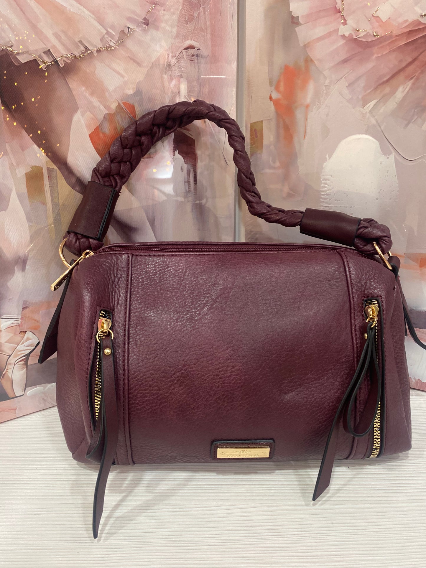 Borsa a Bauletto - Marca Charro Manico a Treccia e Cerniere Gold-Tone