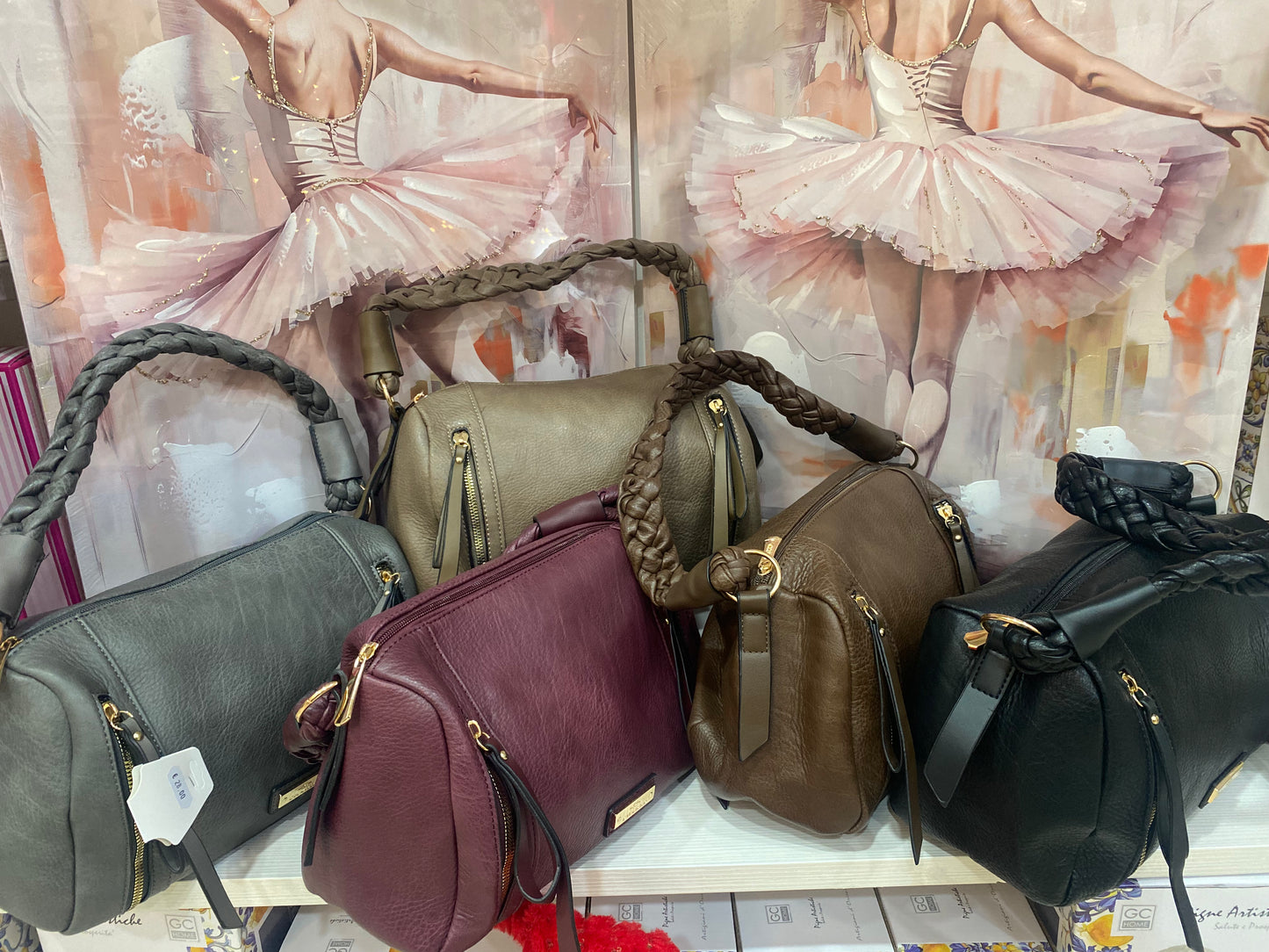 Borsa a Bauletto - Marca Charro Manico a Treccia e Cerniere Gold-Tone