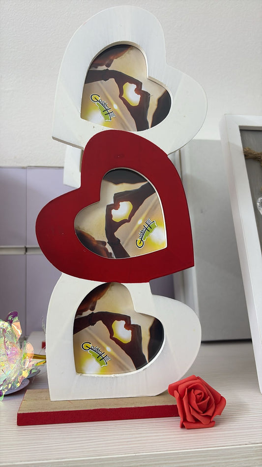 Portafoto Triplo "Insieme nel Cuore" – Design Verticale