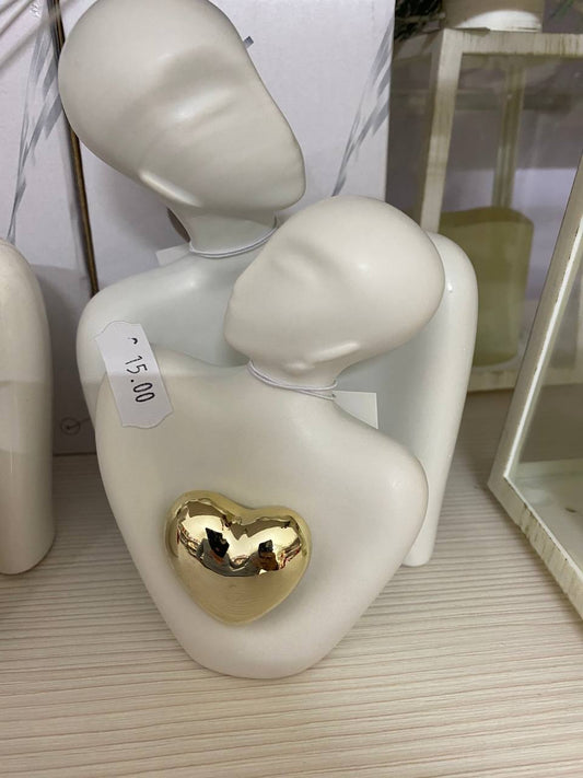 Statuina Coppia "Abbraccio e Cuore"