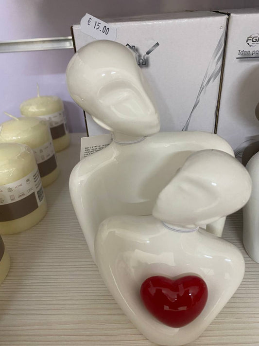 Statuina Coppia "Abbraccio e Cuore"